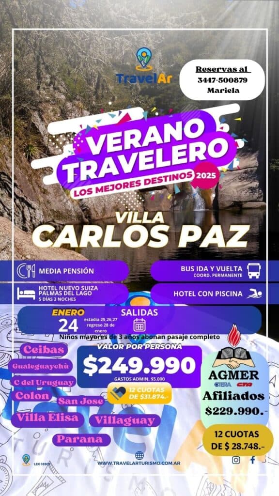 Turismo en enero: Carlos Paz