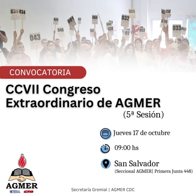 AGMER convocó al Congreso Extraordinario