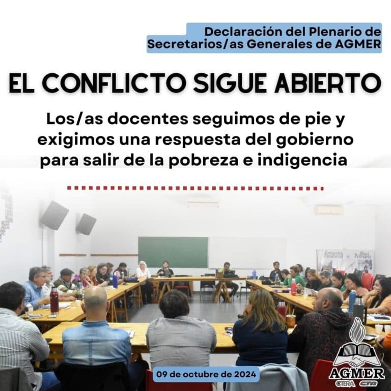 Declaración del Plenario de Secretarios/as Generales de AGMER