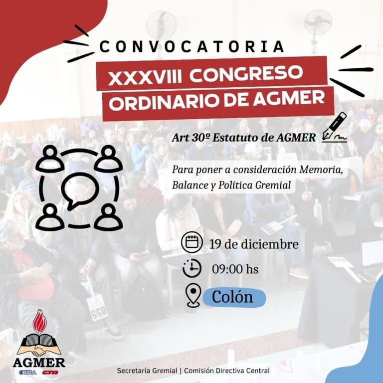 Convocatoria: XXXIX Congreso Ordinario de AGMER