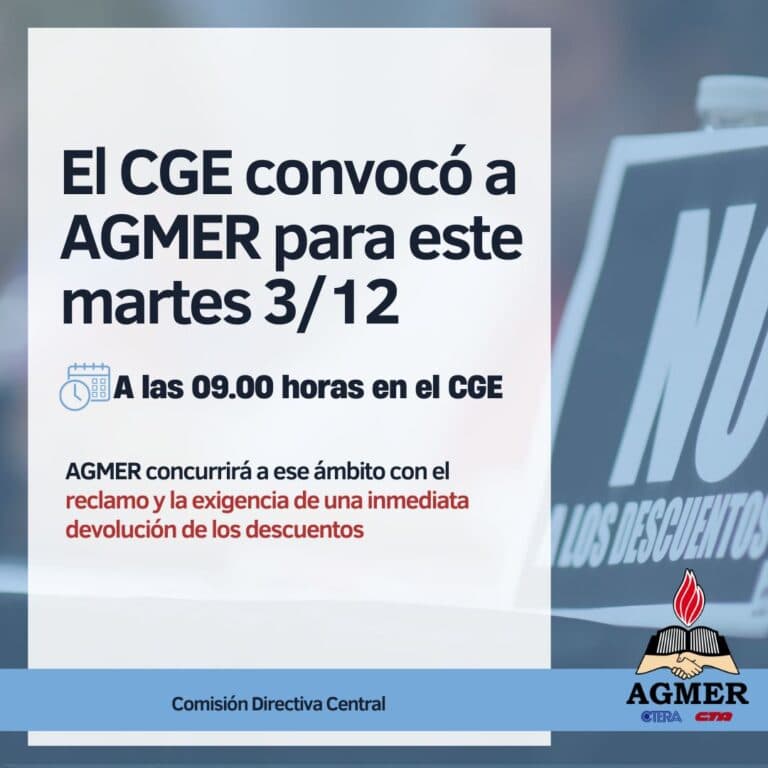 El CGE convocó a AGMER para este martes