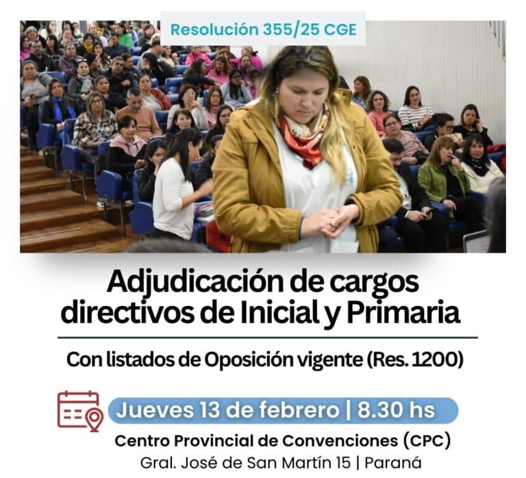 Adjudicación de cargos directivos de Inicial y Primaria