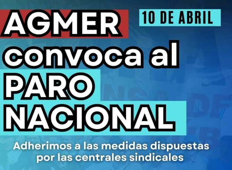 AGMER convoca a la movilización y el paro de las centrales sindicales, por los jubilados y la educación pública
