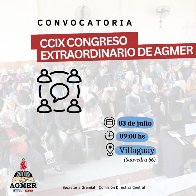 AGMER convoca a Congreso Extraordinario