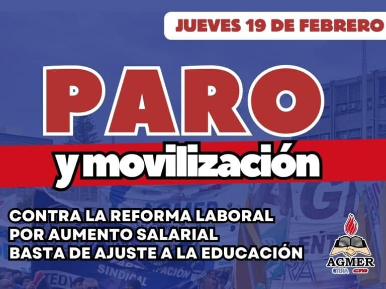 AGMER adhiere al Paro Nacional del 19 de febrero