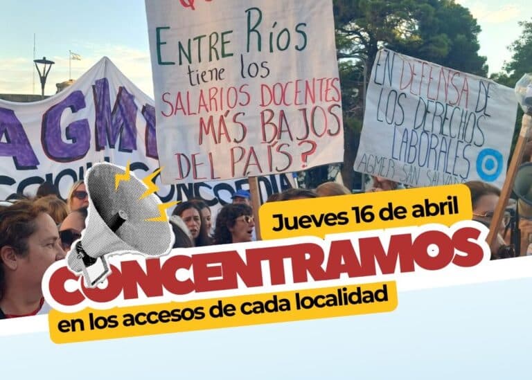 LUCHA DOCENTE | AGMER convocó a concentrar en los accesos a localidades de Entre Ríos este jueves