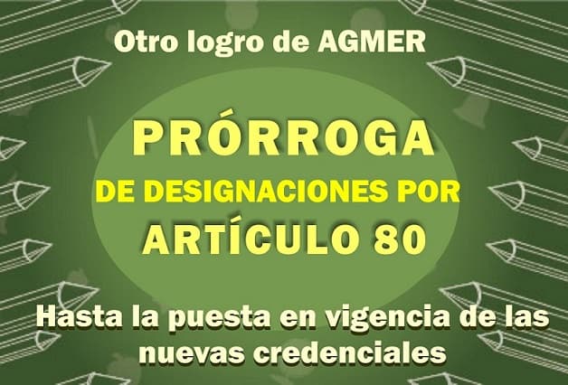 AGMER logró la prórroga de designaciones por Artículo 80