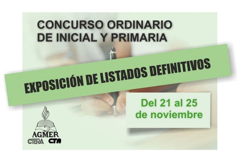 Concurso ordinario de Inicial y Primaria: exposición de listados