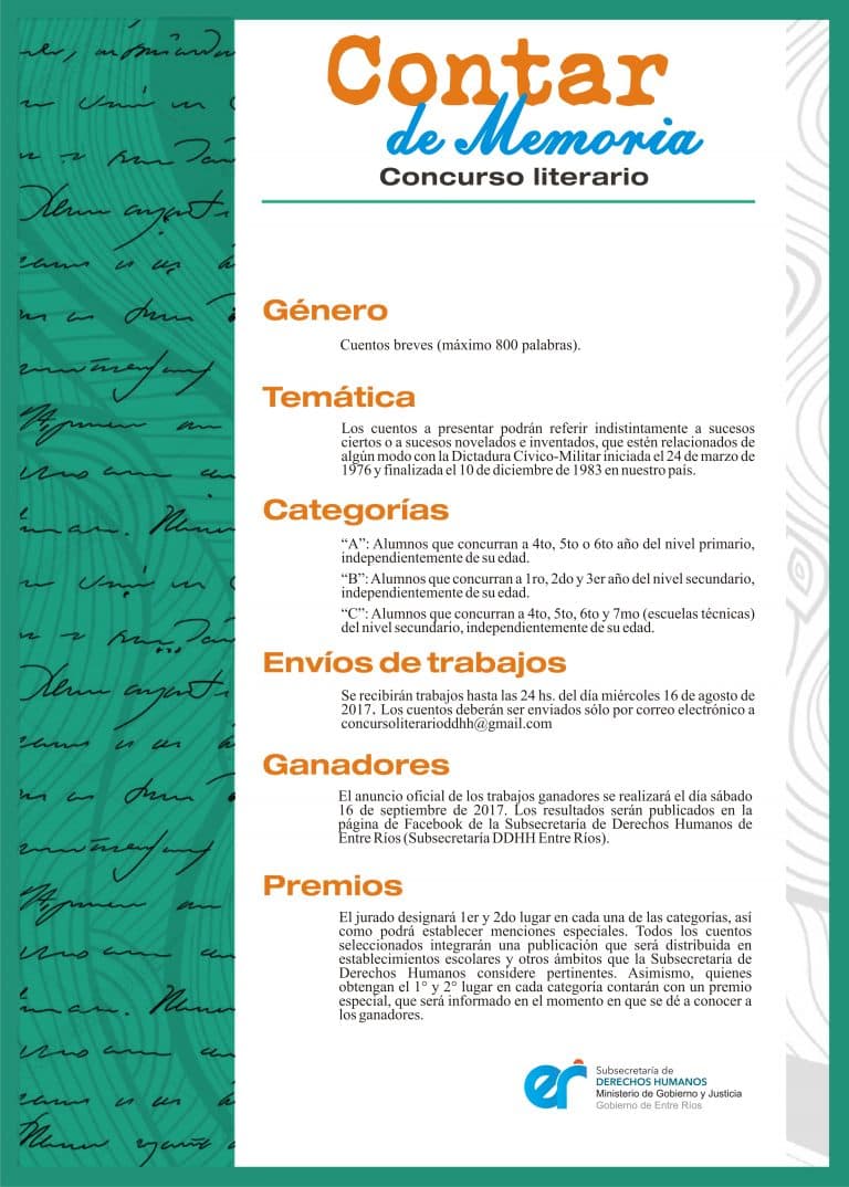 Concurso literario para estudiantes: “Escribir de Memoria”