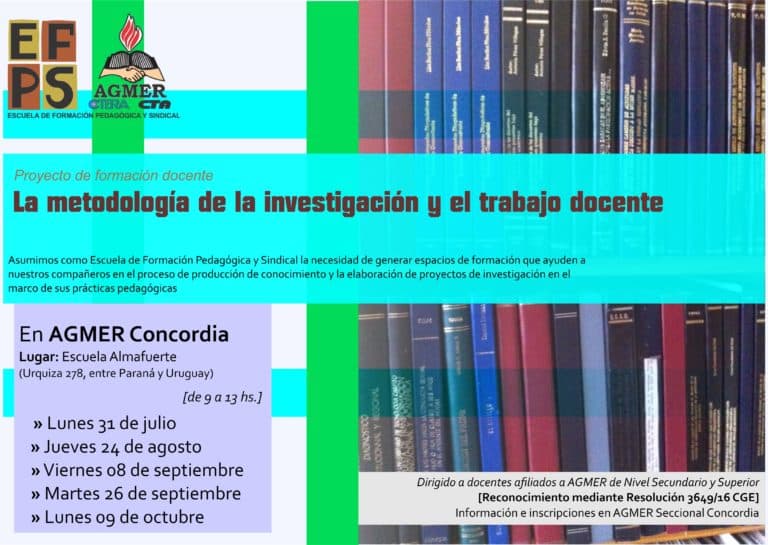 EN CONCORDIA: Proyecto de Formación “La metodología de la investigación y el trabajo docente”