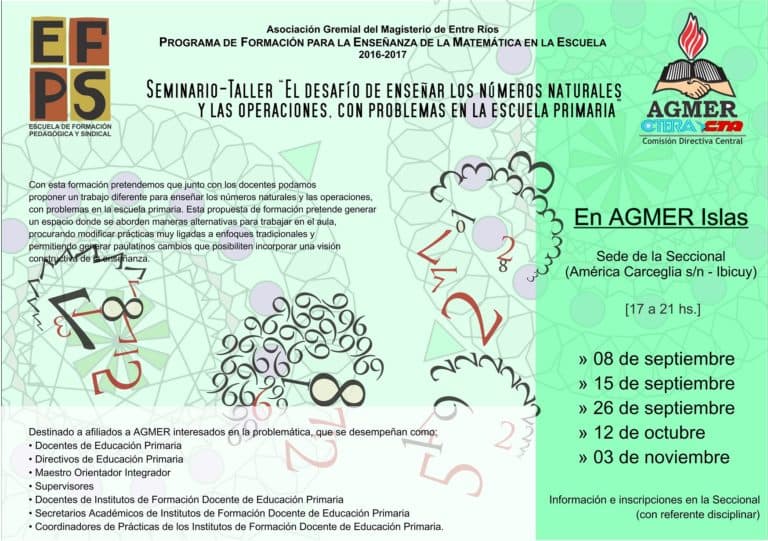 Inicio en Islas: seminario taller “El desafío de enseñar los números naturales y las operaciones con problemas en la Escuela Primaria”