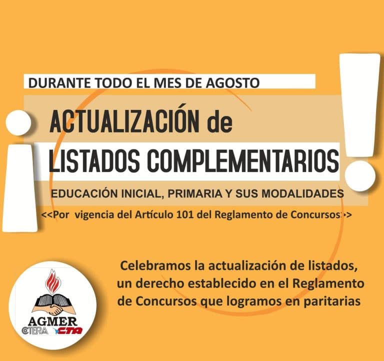 Actualización de Listados Complementarios de Inicial, Primaria y sus modalidades