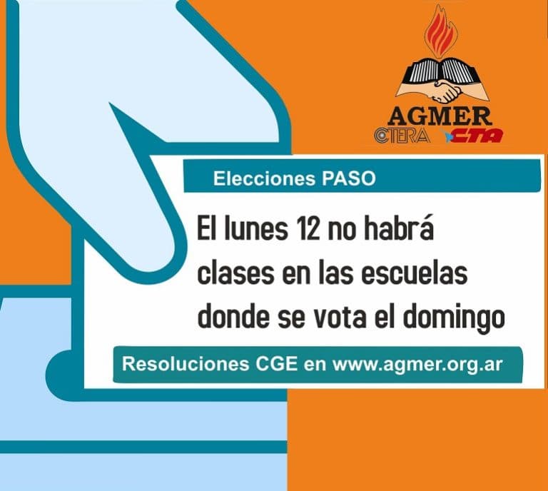 El lunes 12 no habrá clases en las escuelas donde se vota el domingo