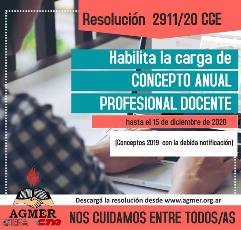 Resolución 2911/20: Concepto anual profesional docente