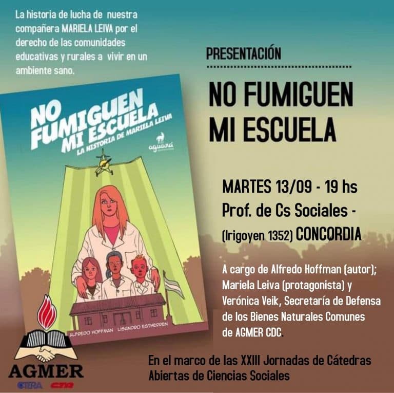 Se presenta el libro «No fumiguen mi escuela» en Concordia