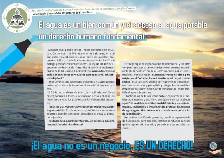 ¡El agua no es un negocio, es un derecho!