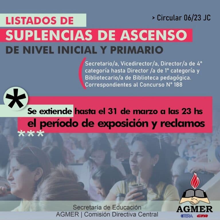Listados de suplencia de ascenso: se extiende el período de exposición y reclamos