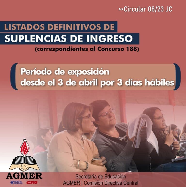 Suplencias de Ingreso: período de exposición de listados definitivos