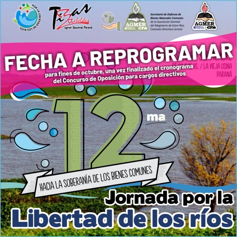 ¡Aviso importante! Se reprograma a 12ª Jornada Por la Libertad de los Ríos