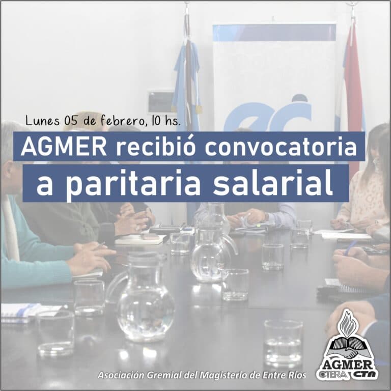 AGMER recibió convocatoria a paritaria salarial